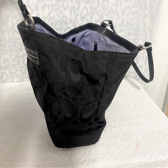 Coach Gabby Signature Authentic Black Canvas Monogram Tote Shoulder Bag Large - Picture 1 of 12